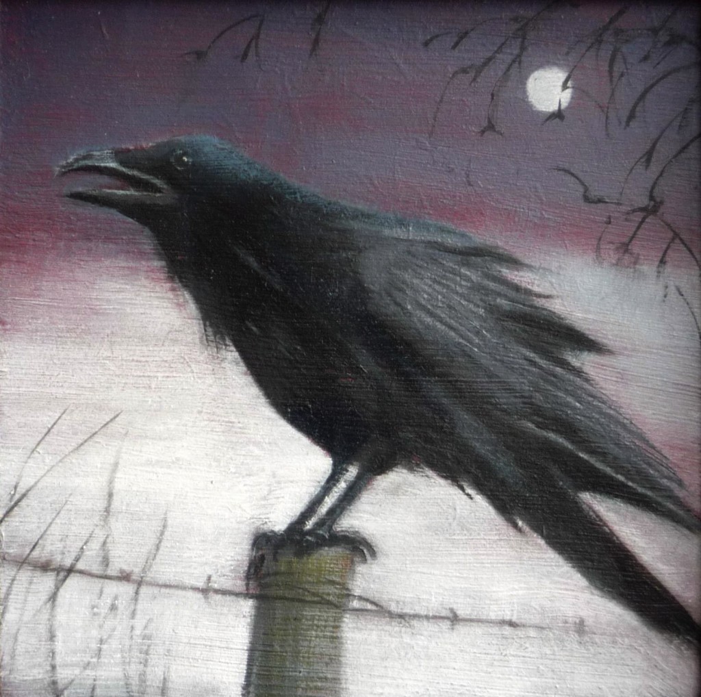 'Crow' oil on board 12.5x12.5cm SOLD