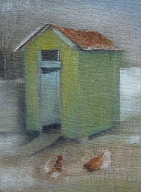 'Chicken Shed 2' oil on board SOLD