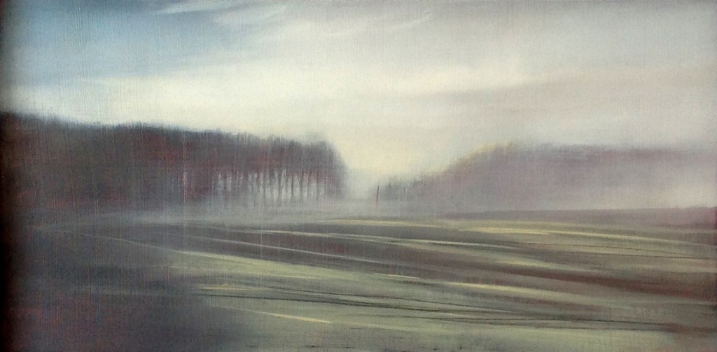'Winter Field' 15 x 30cm oil on panel
