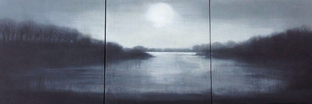 'Lake 1' (triptych) mixed media 15 x 45cm SOLD