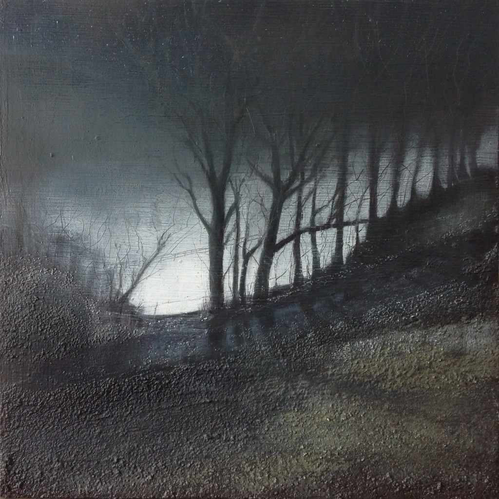 'Back of Cleeve Hill 2' mixed media 20 x 20cm SOLD