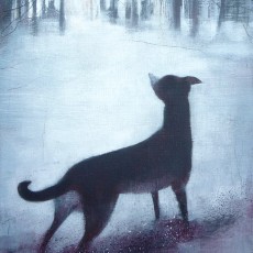 'Molly in the Snow' oil on board 20 x 15cm SOLD