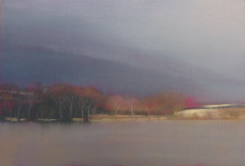 'Across the Lake 2' oil on board 16.5 x 24cm SOLD