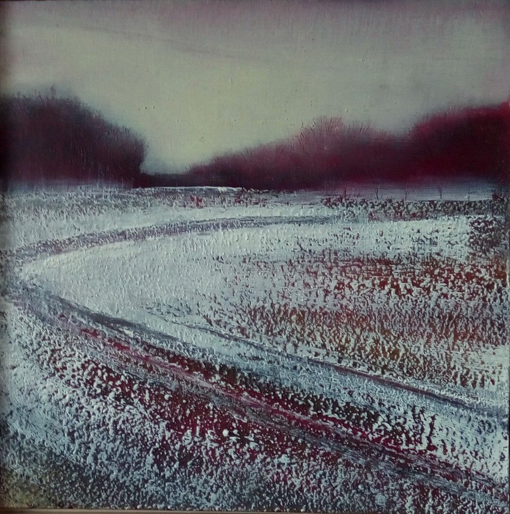 Betty Harrison 'Winter Field 6' mixed media 16 x 16cm