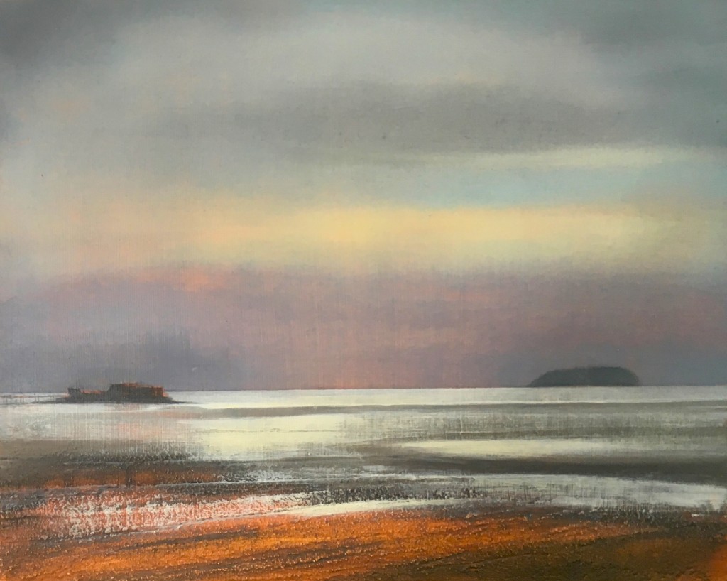 Steep Holm from Sand Bay mixed media