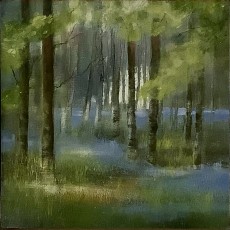 'May Woods' oil on board 20x20cm