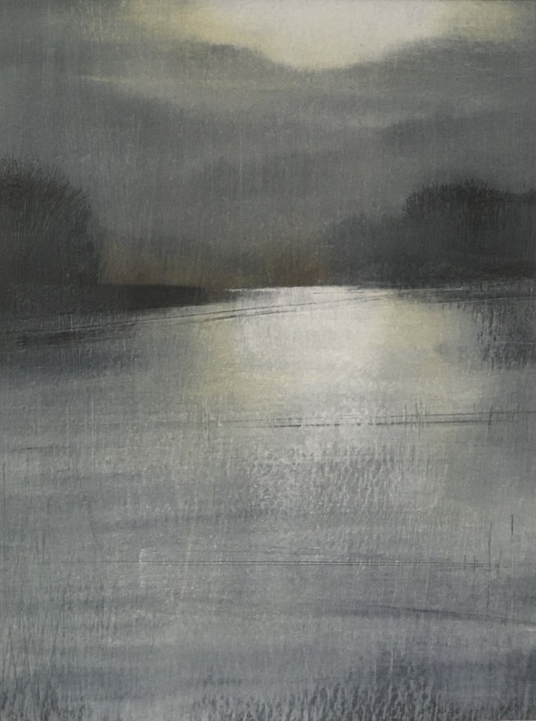 'Flooded Field' oil on paper 21x16cm SOLD